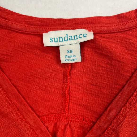 Sundance Vibrant Vistas short sleeve tee orange red XS curved back hem soft! EUC - Picture 6 of 9